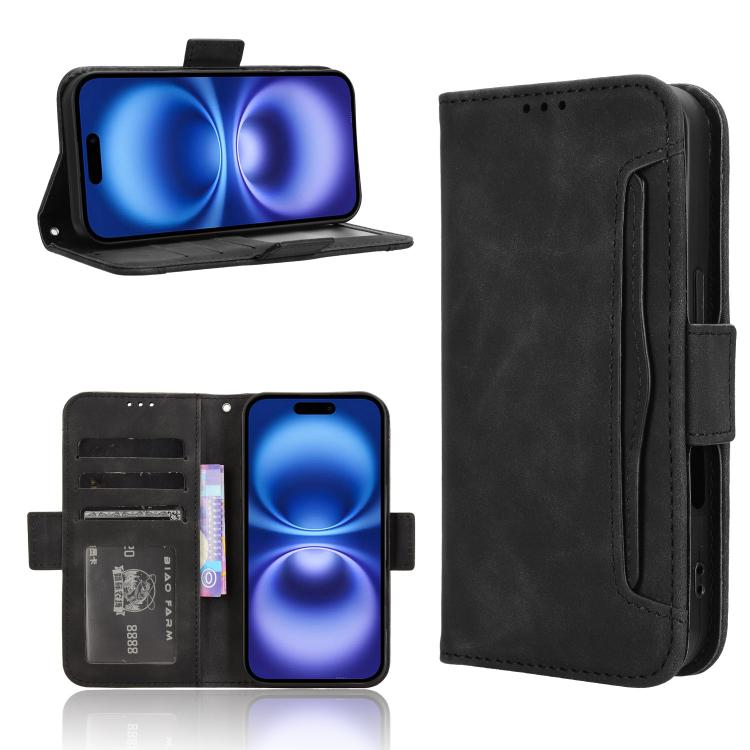 For iPhone 17 Skin Feel Calf Texture Card Slots Leather Phone Case(Black)