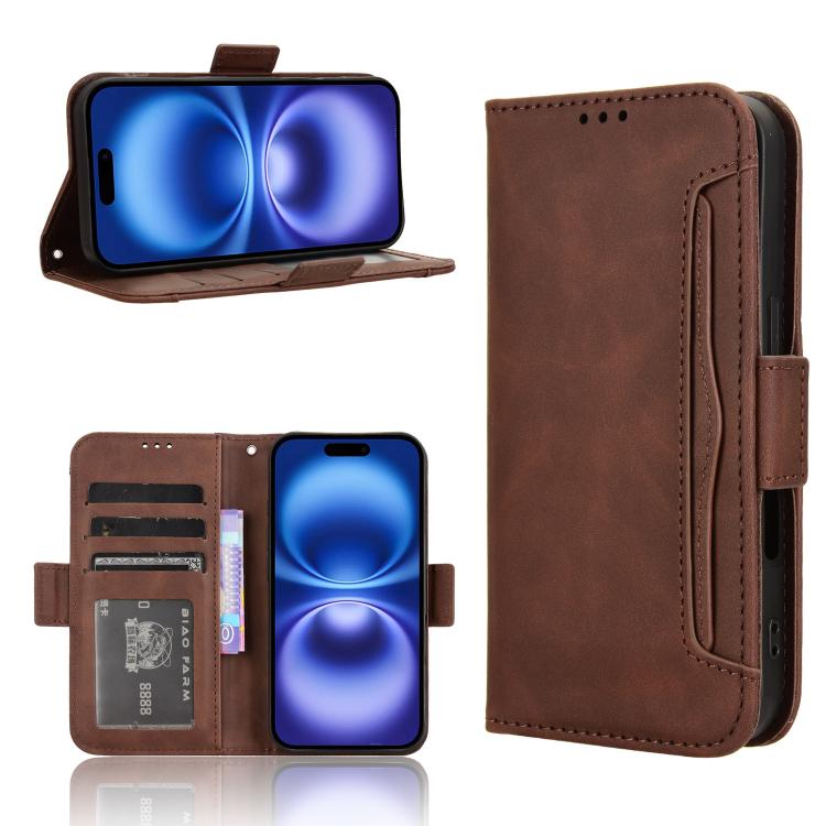 For iPhone 17 Skin Feel Calf Texture Card Slots Leather Phone Case(Brown)