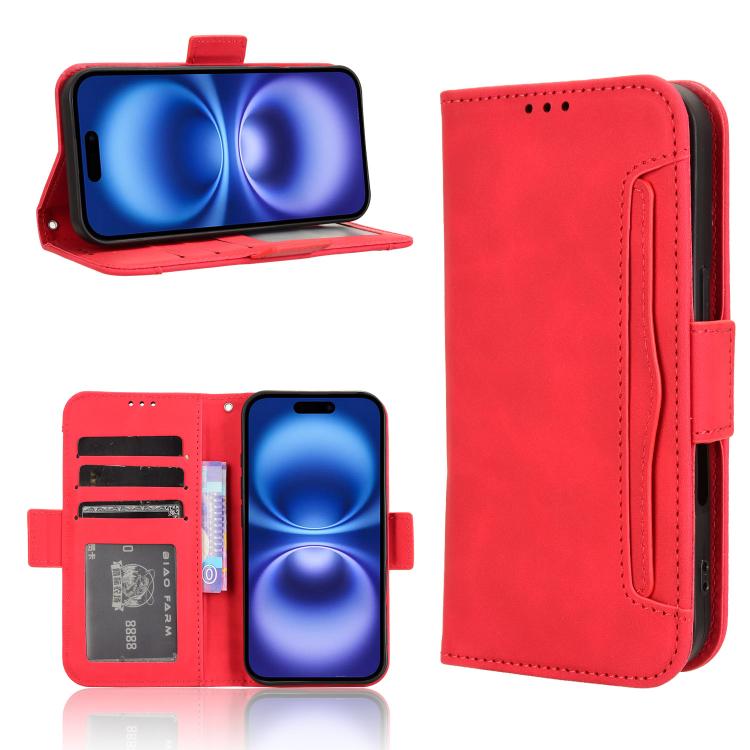 For iPhone 17 Skin Feel Calf Texture Card Slots Leather Phone Case(Red)