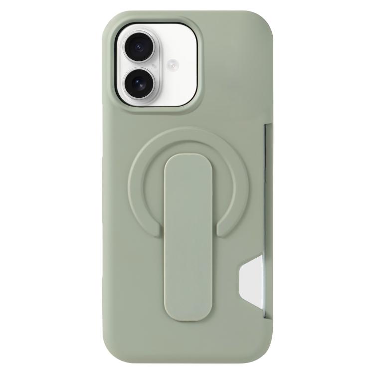 For iPhone 17 Skin Feel Holder Card Slot Magnetic Phone Case(Green)