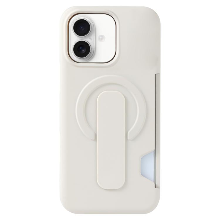 For iPhone 17 Skin Feel Holder Card Slot Magnetic Phone Case(White)