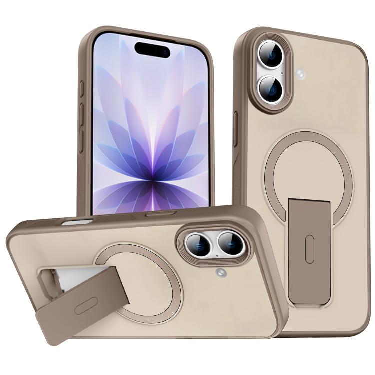 For iPhone 17 Skin Feel Invisible Kickstand MagSafe Phone Case(Desert Gold)