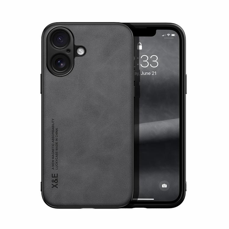 For iPhone 17 Skin Feel Magnetic Leather Back Phone Case(Dark Grey)