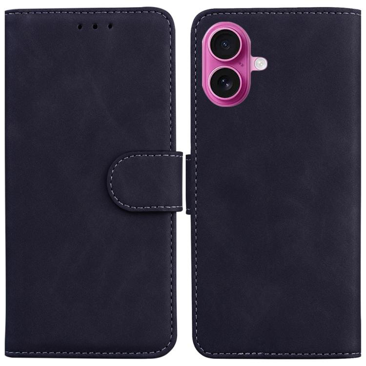 For iPhone 17 Skin Feel Pure Color Flip Leather Phone Case(Black)