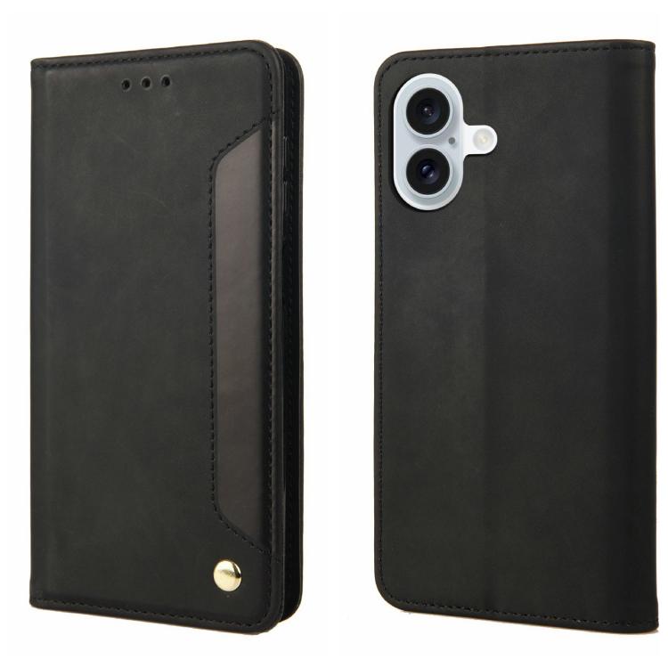 For iPhone 17 Skin Feel Splicing Leather Phone Case(Black)