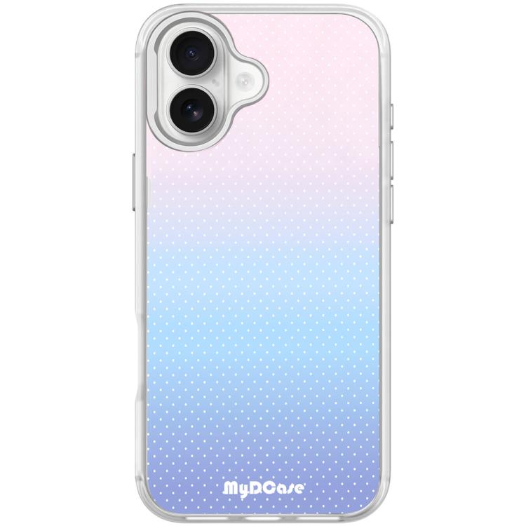 For iPhone 17 Sky Blue Dots Pattern Magnetic Phone Case(Transparent White)