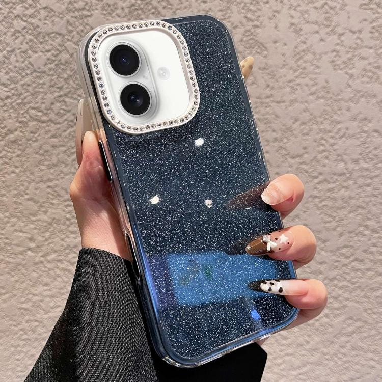For iPhone 17 Solid Color Glitter & Rhinestone Design Phone Case(Black)