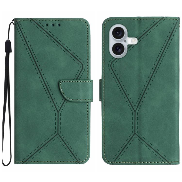 For iPhone 17 Stitching Embossed Leather Phone Case(Green)