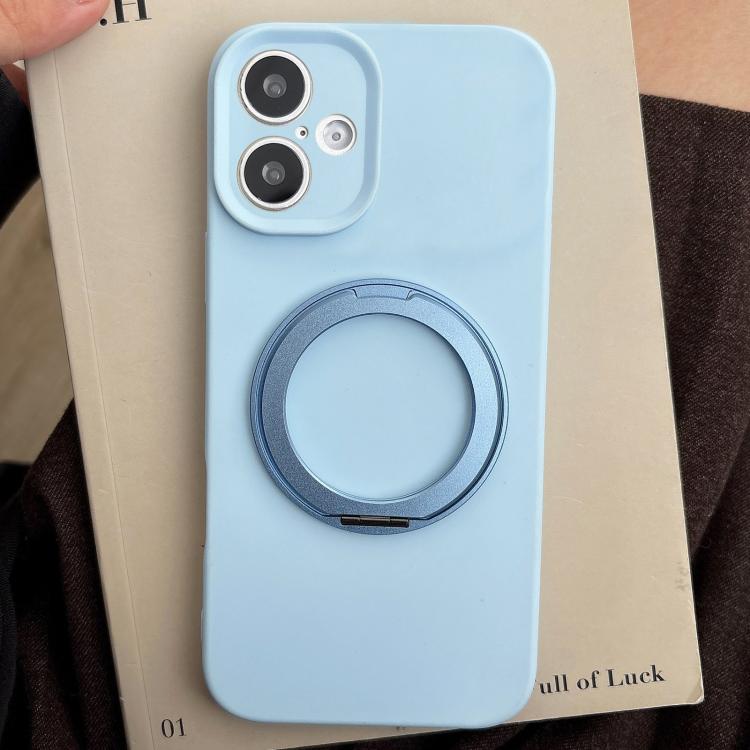 For iPhone 17 Stress Relief Holder Magnetic Fine Hole Silicone Phone Case(Blue)