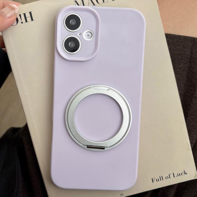For iPhone 17 Stress Relief Holder Magnetic Fine Hole Silicone Phone Case(Light Purple)