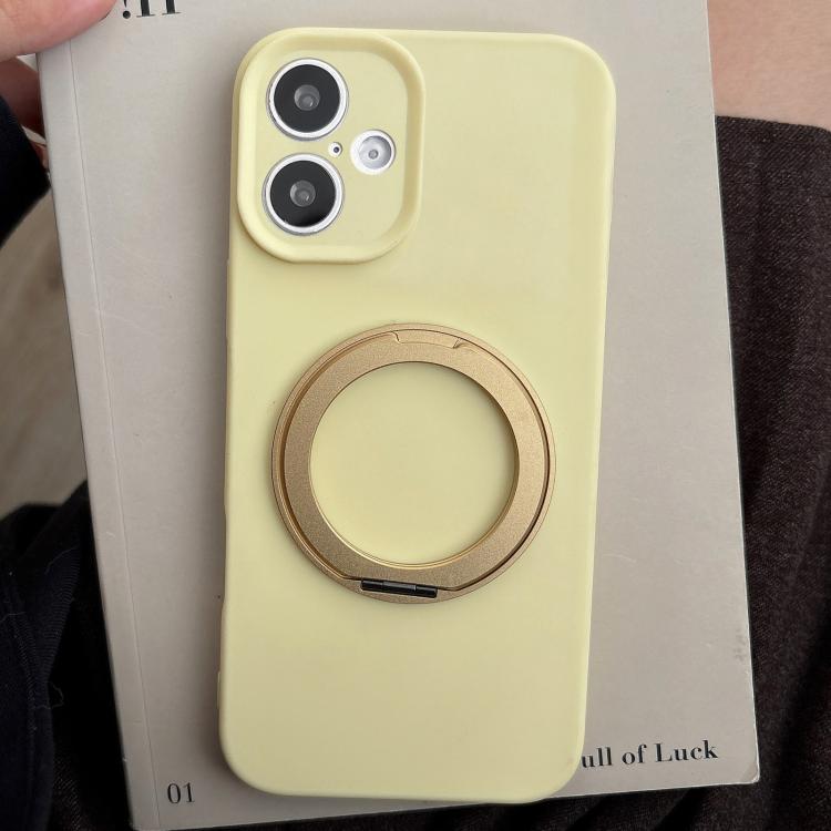 For iPhone 17 Stress Relief Holder Magnetic Fine Hole Silicone Phone Case(Yellow)