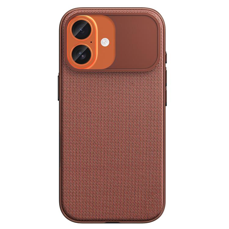 For iPhone 17 Tech Fabric Texture PC Magnetic Phone Case with AI Camera Button(Ochre Brown)