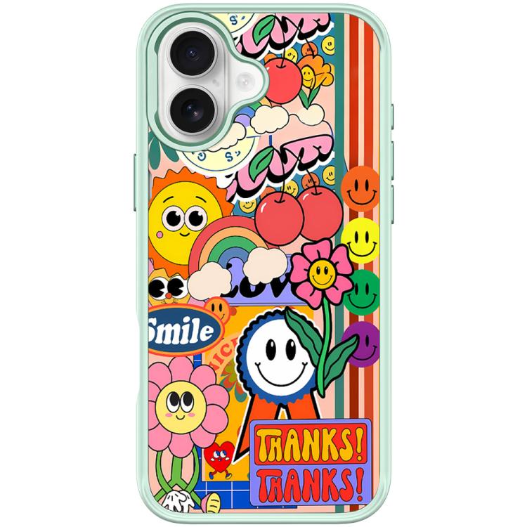 For iPhone 17 Thanks Sunflower Pattern Magnetic Phone Case(Light Green)
