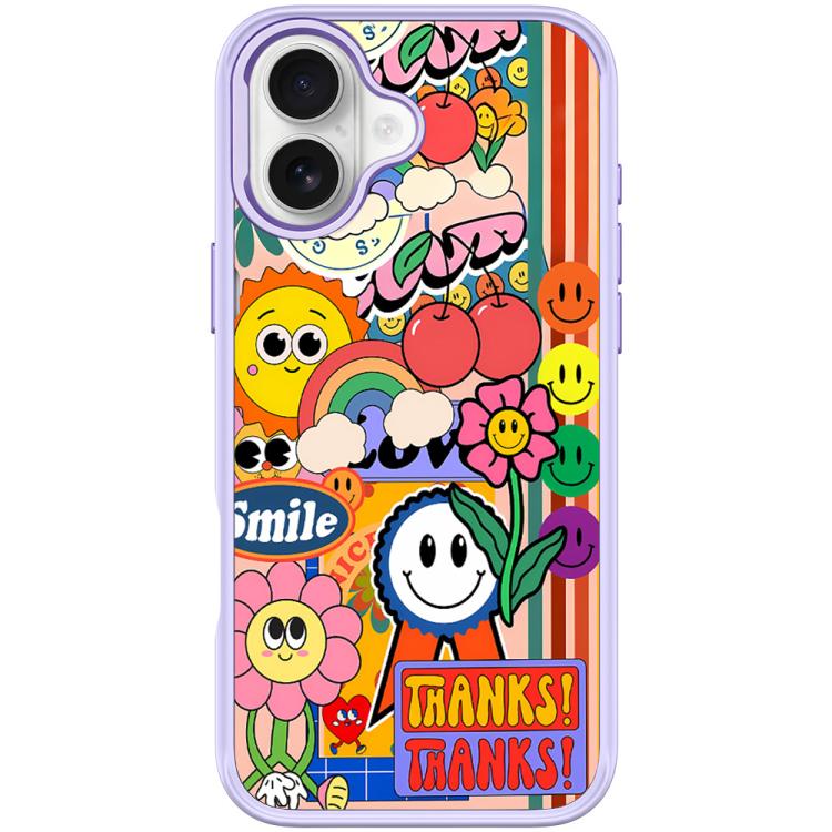 For iPhone 17 Thanks Sunflower Pattern Magnetic Phone Case(Light Purple)