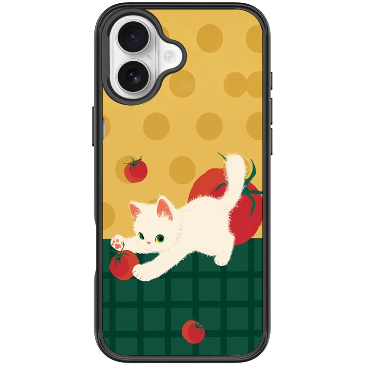 For iPhone 17 Tomato Cat Pattern Magnetic Phone Case(Black)