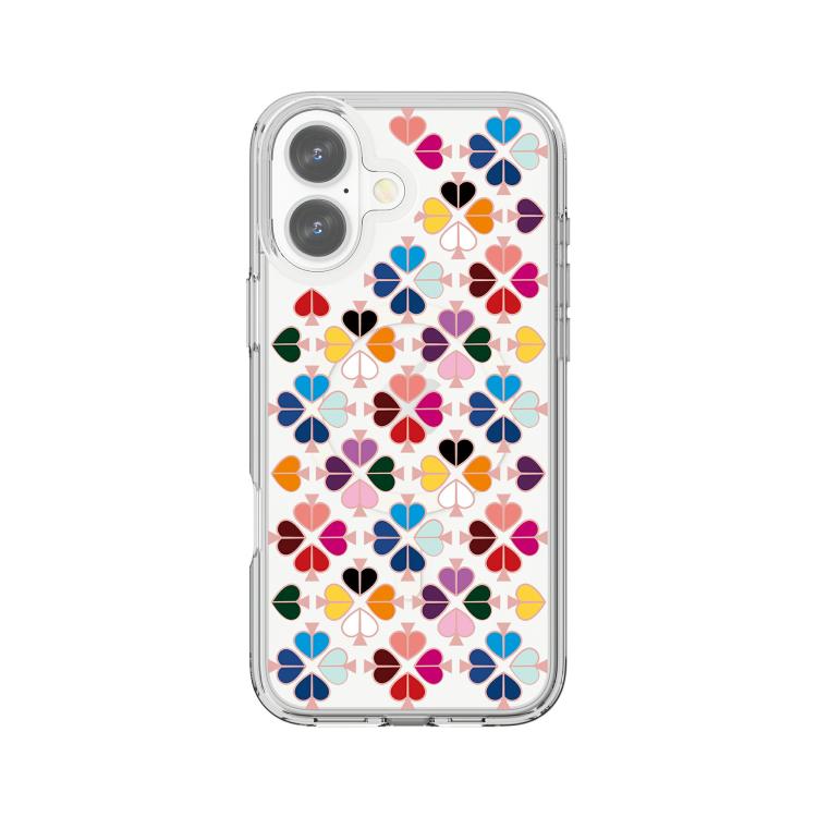For iPhone 17 Transparent Crystal Red Heart Pattern Magnetic Phone Case(Transparent)