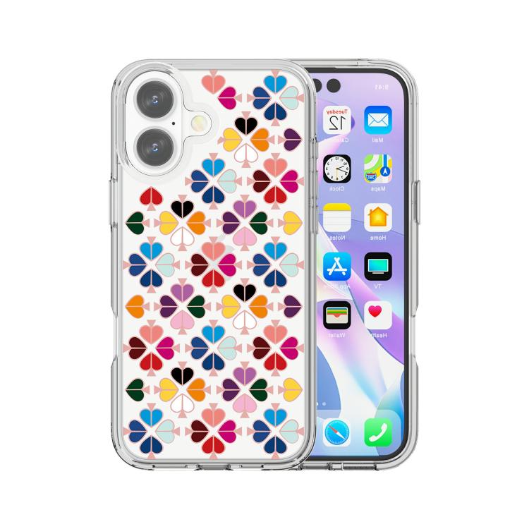 For iPhone 17 Transparent Crystal Red Heart Pattern Phone Case(Transparent)