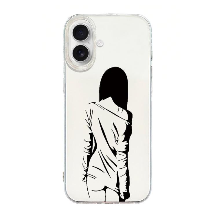 For iPhone 17 Transparent Frame IMD Cream Phone Case(Line Back View)