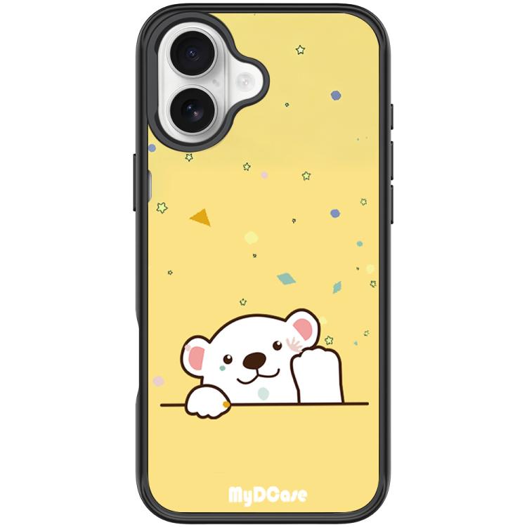 For iPhone 17 Waving Little Bear Pattern Magnetic Phone Case(Black)