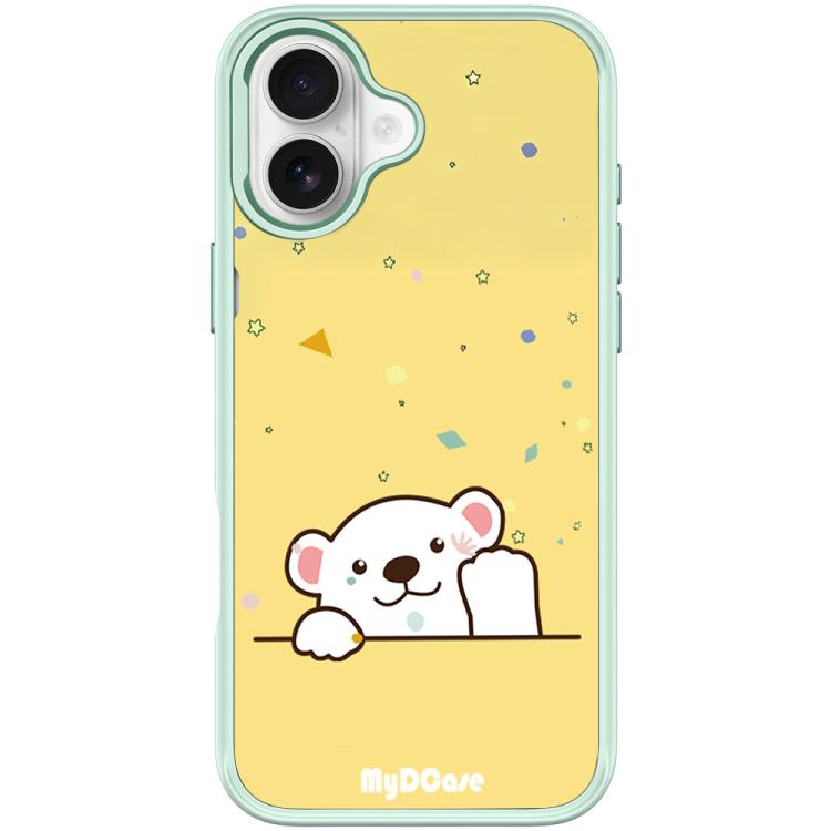 For iPhone 17 Waving Little Bear Pattern Magnetic Phone Case(Light Green)