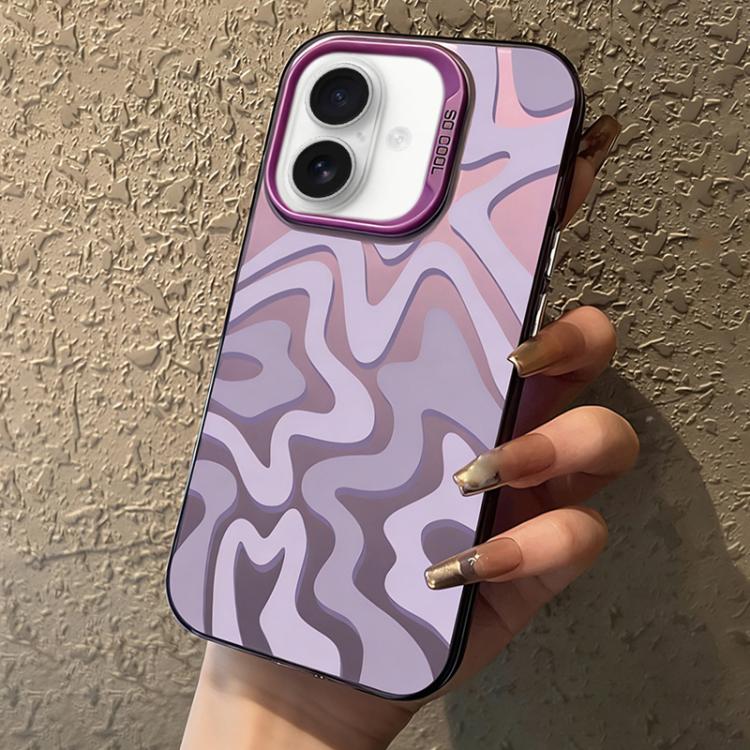 For iPhone 17 Wavy Stripes Pattern Frosted IMD 2-in-1 PC Phone Case(Purple)
