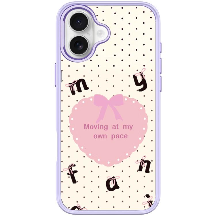 For iPhone 17 White Heart Pattern Magnetic Phone Case(Light Purple)