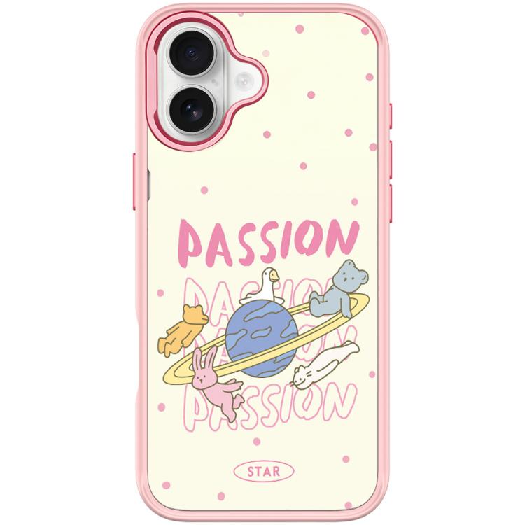 For iPhone 17 White Planet Pattern Magnetic Phone Case(Pink)