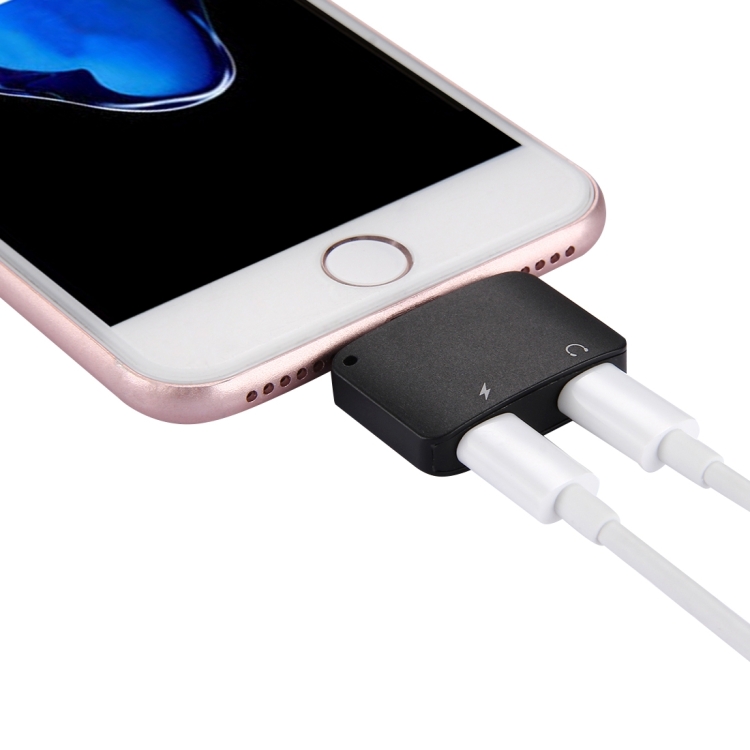 For iPhone 7 & 7 Plus 8 Pin Male to 8 Pin Female Charger & 8 Pin Female Audio Adapter, Support iOS 10.3.1 Mobile Phones (Black)