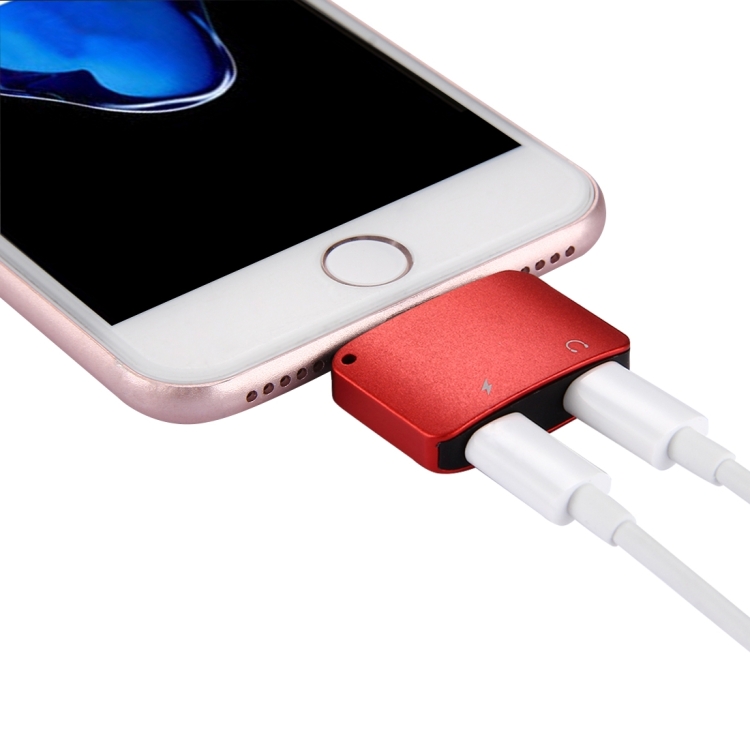 For iPhone 7 & 7 Plus 8 Pin Male to 8 Pin Female Charger & 8 Pin Female Audio Adapter, Support iOS 10.3.1 Mobile Phones (Red)