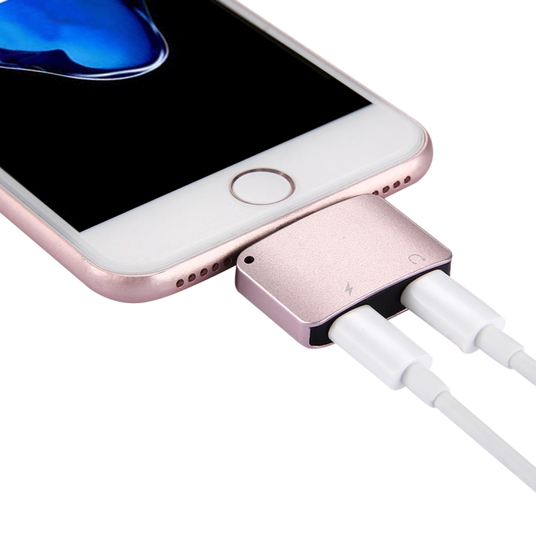 For iPhone 7 & 7 Plus 8 Pin Male to 8 Pin Female Charger & 8 Pin Female Audio Adapter, Support iOS 10.3.1 Mobile Phones (Rose Gold)