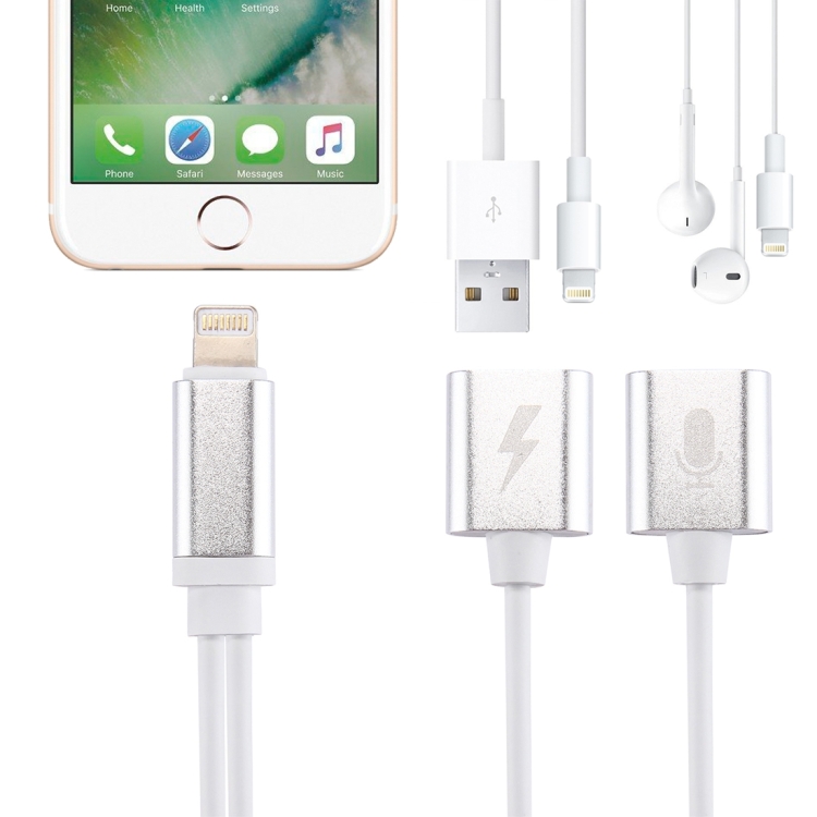 For iPhone 7 & 7 Plus 8 Pin Male to 8 Pin Female Charger + 8 Pin Female Audio Adapter, Support iOS 10.3.1 or Above Mobile Phones & Call Function
