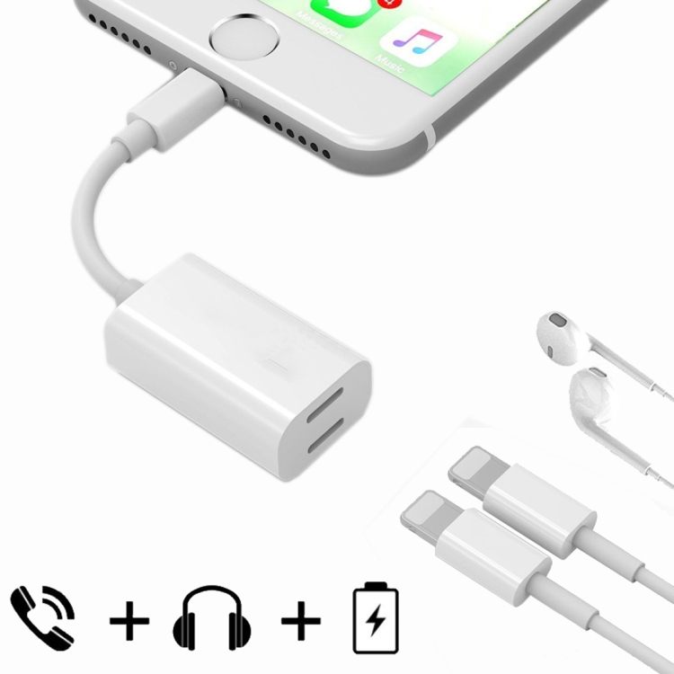 For iPhone 7 & 7 Plus 8 Pin Male to 8 Pin Female Sync Data / Charger & 8 Pin Female Audio Adapter, Support iOS 10.3.1 or Above Mobile Phones & Call Function