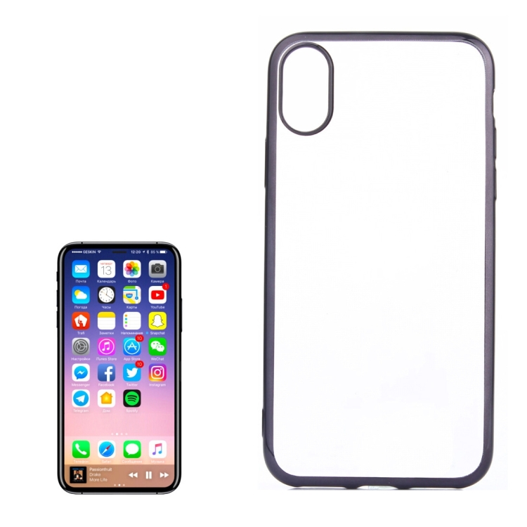 For iPhone 8 Electroplating Side TPU Protective Back Cover Case, Small Quantity Recommended Before iPhone 8 Launching(Black)
