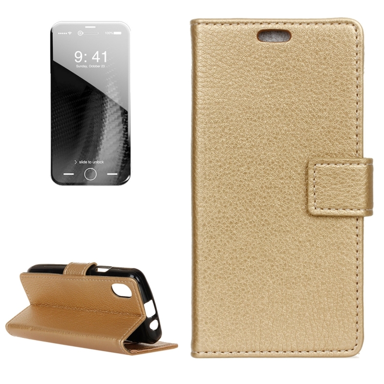 For iPhone 8 Litchi Texture Horizontal Flip Leather Case with Holder & Card Slots & Wallet & Photo Frame, Small Quantity Recommended Before iPhone 8 Launching(Gold)