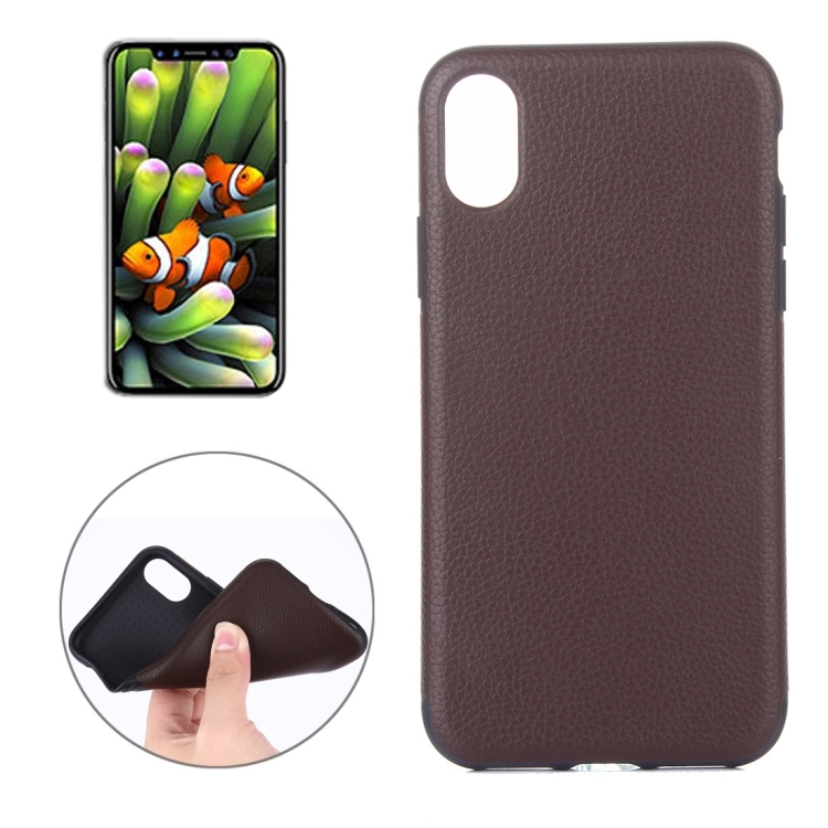 For iPhone 8 Litchi Texture Shockproof Protective Back Cover Case, Small Quantity Recommended Before iPhone 8 Launching (Brown)