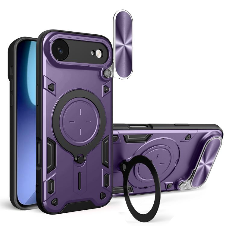 For iPhone Air CD Texture Sliding Camshield Magnetic Holder Phone Case(Purple)