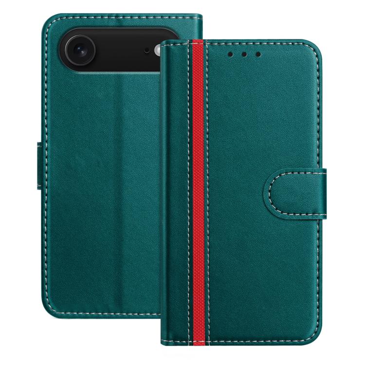 For iPhone Air Color Block Card Slots Vegan Leather Phone Case(Green)