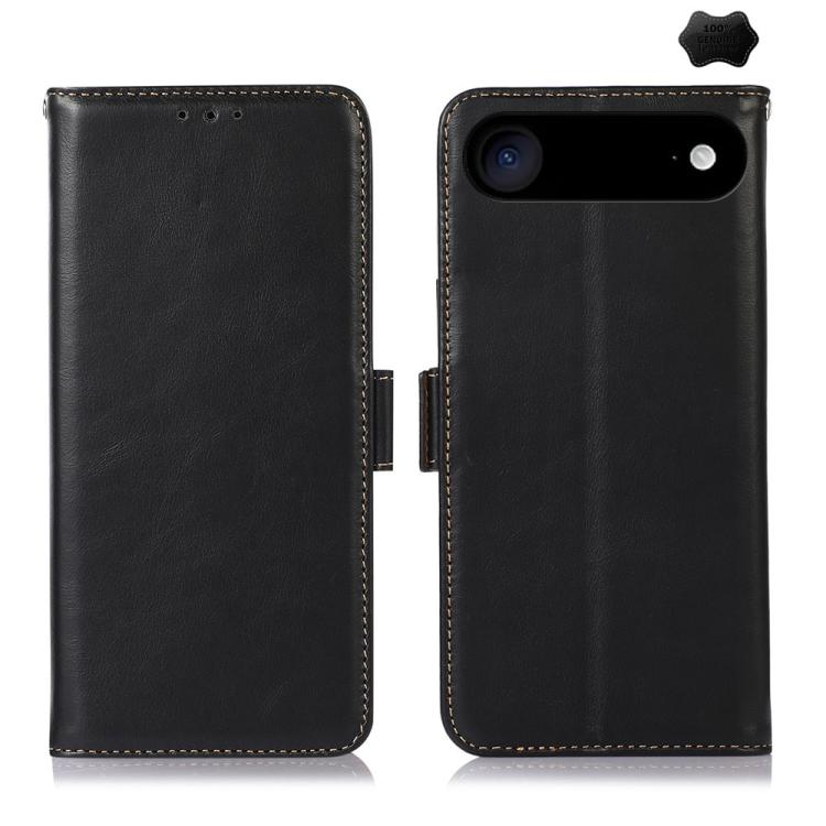 For iPhone Air Crazy Horse Top Layer Cowhide Leather Phone Case(Black)