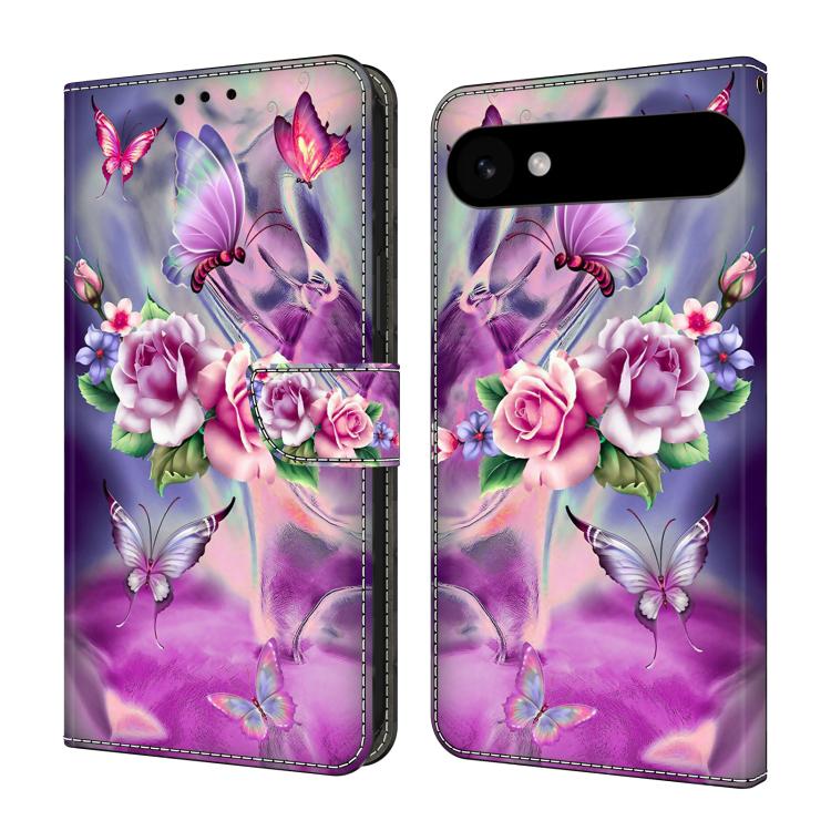 For iPhone Air Crystal-Like Painted Vegan Leather Phone Case(Butterfly Flower)