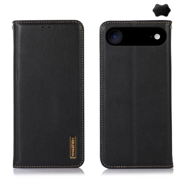 For iPhone Air KHAZNEH Nappa Top Layer Cowhide Leather Phone Case(Black)