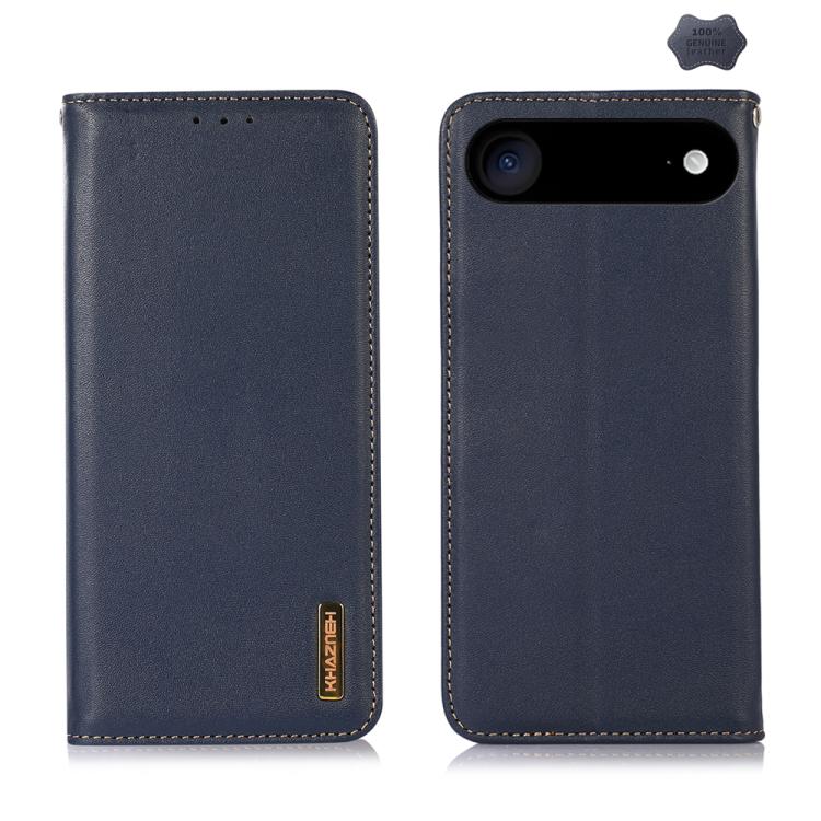 For iPhone Air KHAZNEH Nappa Top Layer Cowhide Leather Phone Case(Blue)