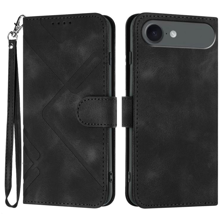 For iPhone Air Line Pattern Skin Feel Leather Phone Case(Black)