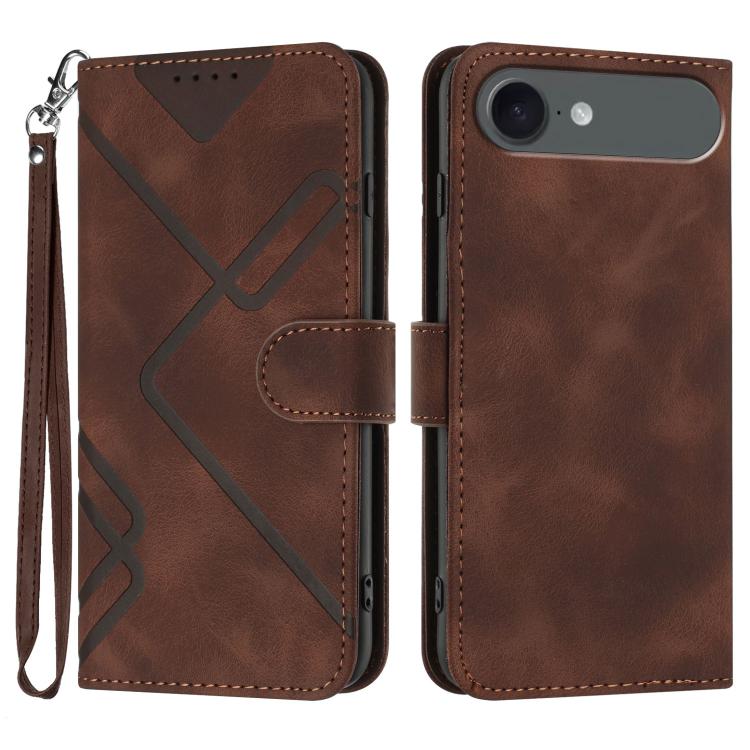 For iPhone Air Line Pattern Skin Feel Leather Phone Case(Coffee)