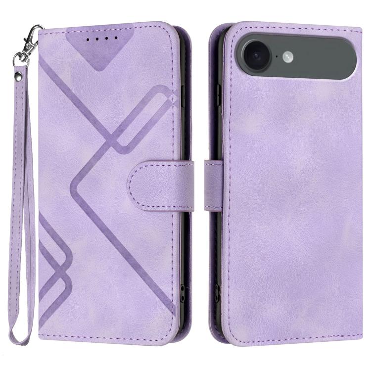 For iPhone Air Line Pattern Skin Feel Leather Phone Case(Light Purple)
