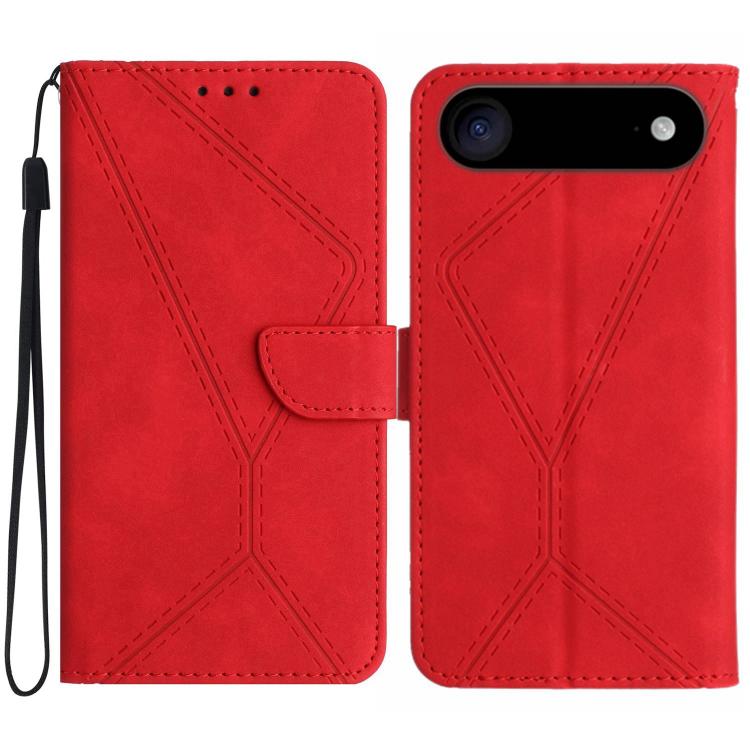 For iPhone Air Stitching Embossed Leather Phone Case(Red)