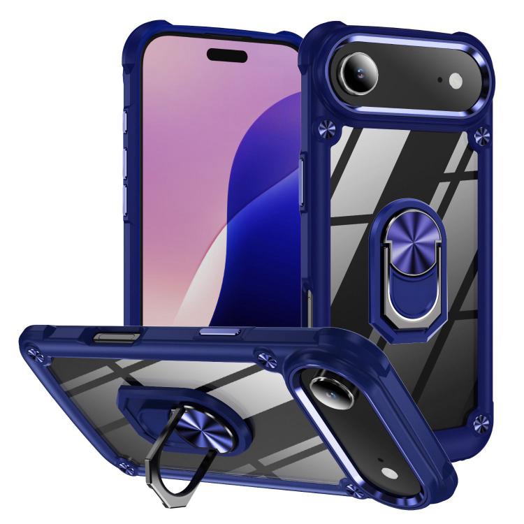 For iPhone Air TPU + PC Lens Protection Phone Case with Ring Holder(Blue)