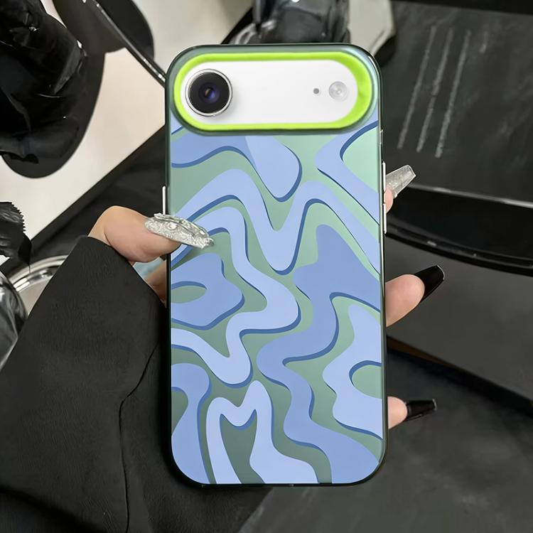For iPhone Air Wavy Stripes Pattern Frosted IMD 2-in-1 PC Phone Case(Green)