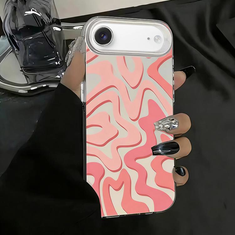For iPhone Air Wavy Stripes Pattern Frosted IMD 2-in-1 PC Phone Case(Pink)