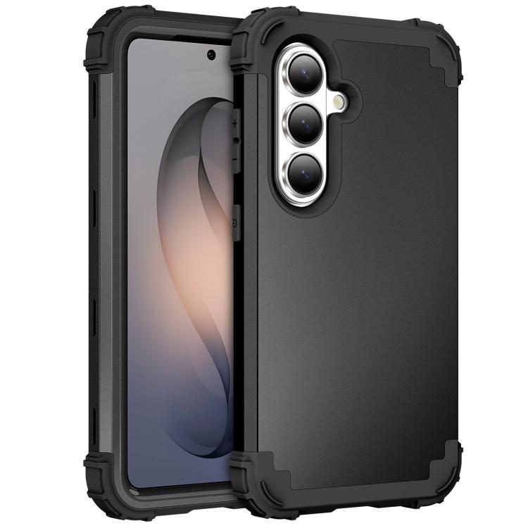 For Samsung Galaxy S26 5G 3 in 1 Silicone Hybrid PC Shockproof Phone Case(Black)