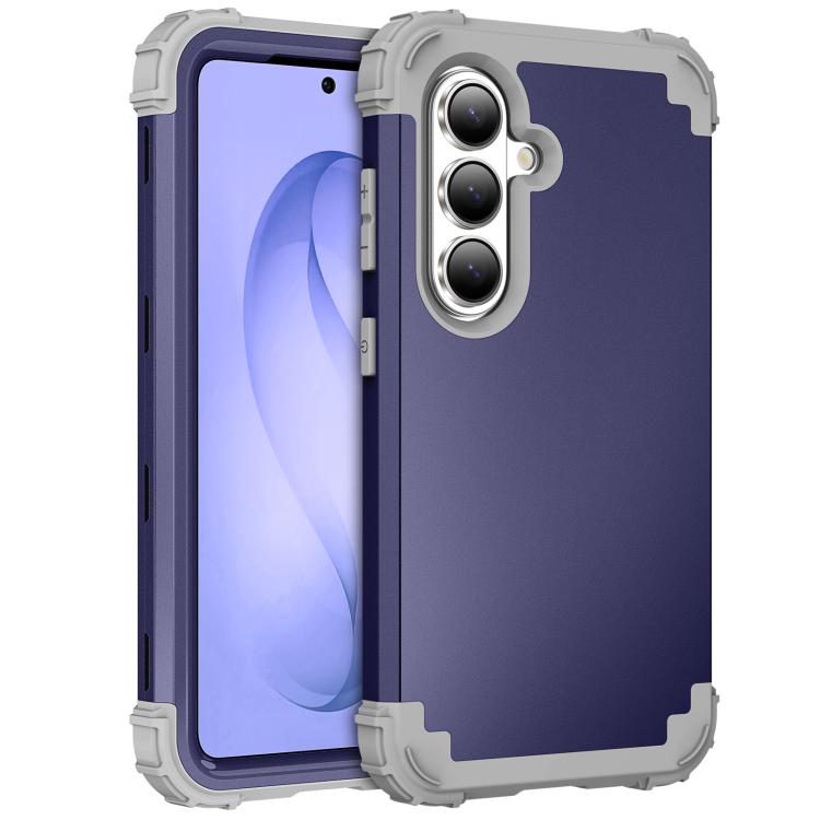 For Samsung Galaxy S26 5G 3 in 1 Silicone Hybrid PC Shockproof Phone Case(Navy Blue Gray)